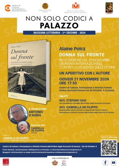 DONNA SUL FRONTE DI ALAIN POLCZ PER LA RASSEGNA LETTERARIA NON SOLO CODICI A PALAZZO - UN APERITIVO CON L'AUTORE