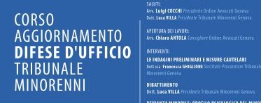 Corso di aggiornamento difese d'Ufficio Tribunale Minorenni